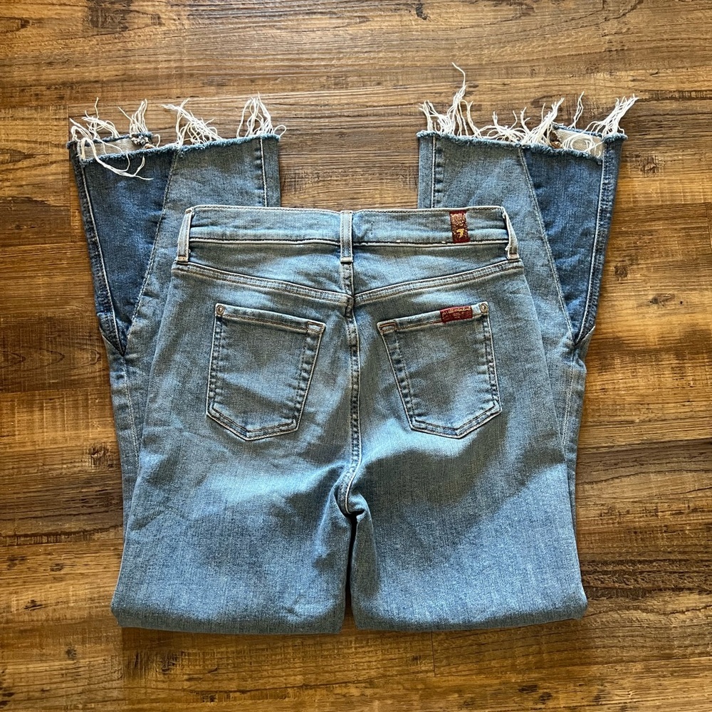 7 For All Mankind Blue Flare Wide Leg Jeans - Picture 4 of 4
